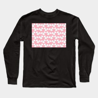 Cute White Bunny on Pink background Long Sleeve T-Shirt